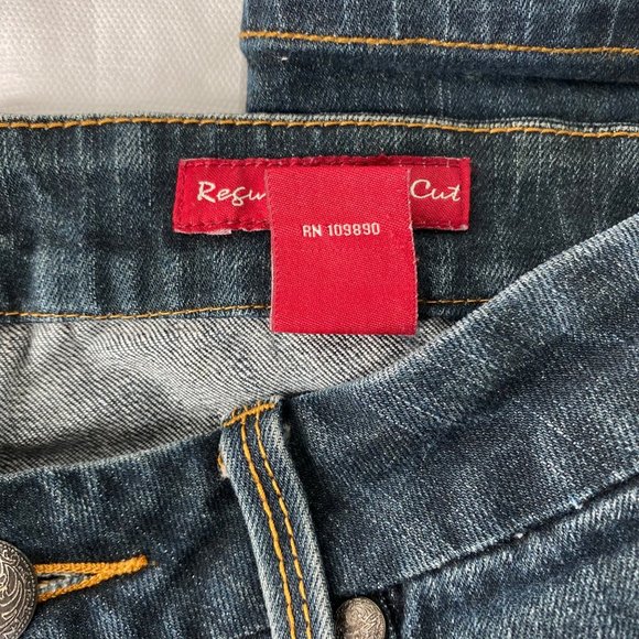 7 Seven  Women's Regular Boot cut Jeans Dark Blue Wash 31 - Picture 10 of 13